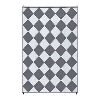 GlowSol Reversible Outdoor Rugs Modern Geometric Waterproof UV Resistant Plastic Straw Rug