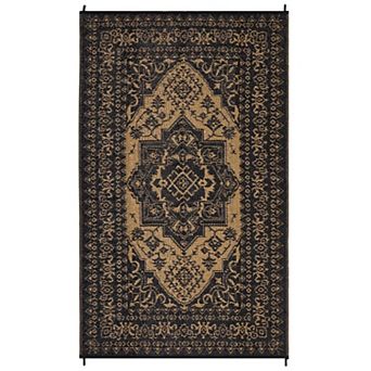 GlowSol Floral Medallion Outdoor Rugs Modern Reversible Waterproof Portable Rugs for Patio Picnic