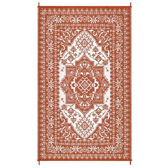 GlowSol Floral Medallion Outdoor Rugs Modern Reversible Waterproof Portable Rugs for Patio Picnic