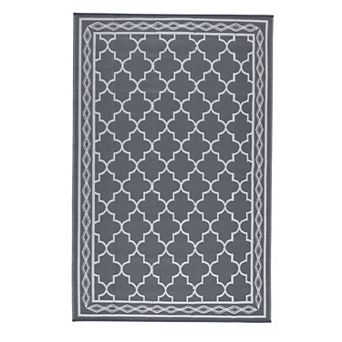 GlowSol Modern Geometric Outdoor Rugs Reversible UV Resistant Portable Plastic Straw Rug