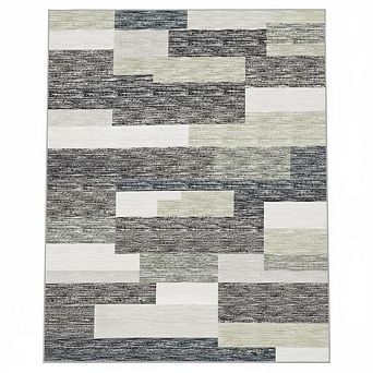 Modern Geometric Patchwork Rug，Washable Rug with Non Slip TPR Rubber Backing