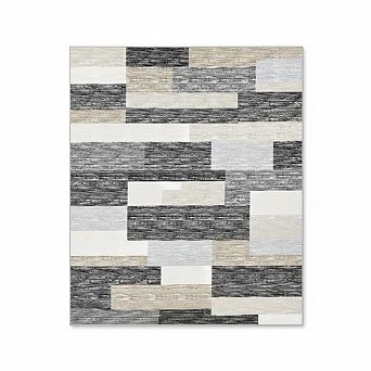 Modern Geometric Patchwork Rug，Washable Rug with Non Slip TPR Rubber Backing