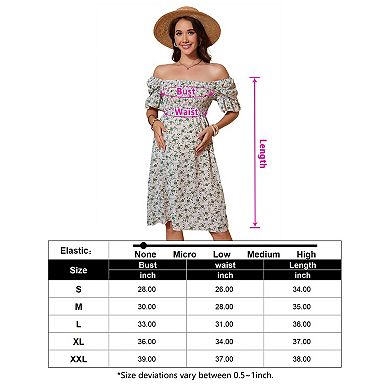 Women Maternity Short Sleeve Square Neck Floral Flowy Dress
