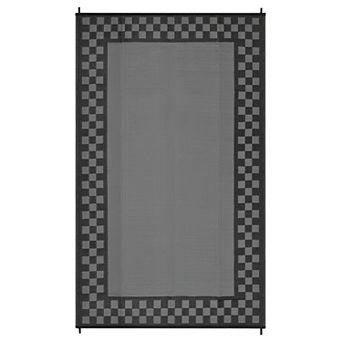GlowSol Outdoor Rugs Geometric Bordered Reversible Waterproof UV Resistant Plastic Straw Rug