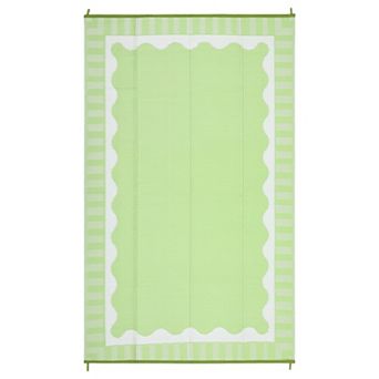 GlowSol Modern Outdoor Rugs Stripped Reversible Waterproof Portable Platic Straw Rugs for Patio