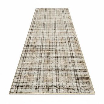 Washable Hallway Runner Rug，Modern Plaid，Non Slip，Soft Rugs