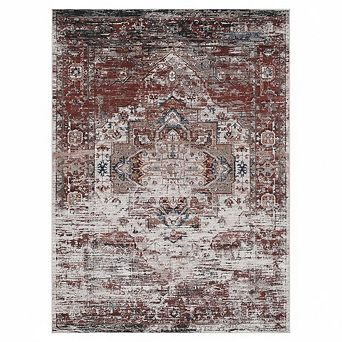 Washable Area Rug, Vintage Distressed Ombre Rug, Low Pile Non-Slip Soft Throw Rug