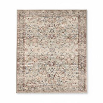 Washable Area Rugs,Large Vintage Rugs, Soft Low Pile，Rubber Backing