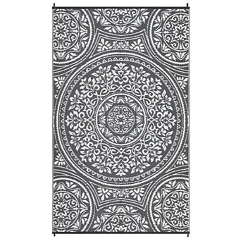 GlowSol Floral Outdoor Rug Modern Reversible Waterproof UV Resistant Plastic Straw Rug for Patio