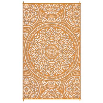 GlowSol Floral Outdoor Rug Modern Reversible Waterproof UV Resistant Plastic Straw Rug for Patio