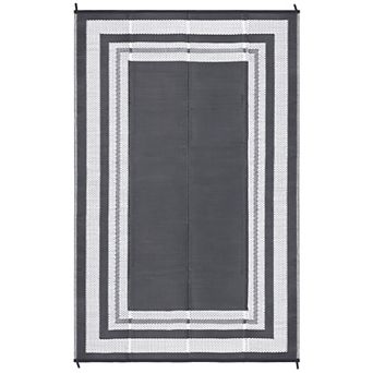 GlowSol Modern Geometric Outdoor Rugs Reversible UV Resistant Portable Bordered Plastic Straw Rug