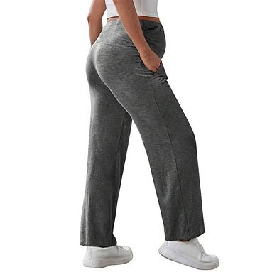 Women Maternity Wide Leg Elastic Waist Yoga Pants
