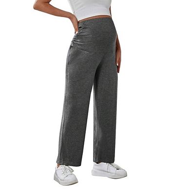 Women Maternity Wide Leg Elastic Waist Yoga Pants