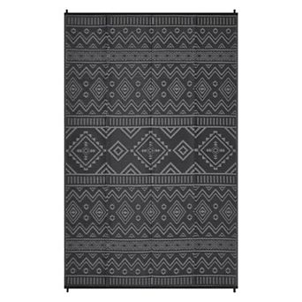 GlowSol Farmhouse Outdoor Rugs Reversible Geometric Waterproof Plastic Straw Rug for Patio Porch
