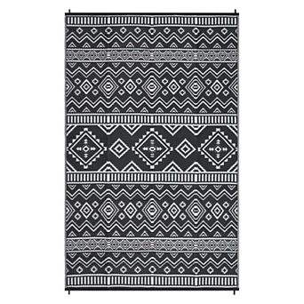 GlowSol Farmhouse Outdoor Rugs Reversible Geometric Waterproof Plastic Straw Rug for Patio Porch