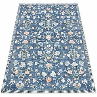 Washable Area Rugs,Soft Floral Carpet,Non Slip & Fade Resistant, Pet & Kids Friendly