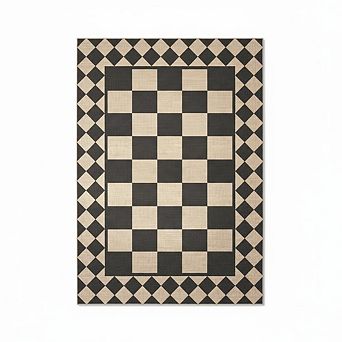 Checkerboard Rug，Modern Geometric Indoor Outdoor Rug Runner，Washable Decorative Rug