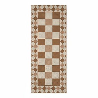 Checkerboard Rug，Modern Geometric Indoor Outdoor Rug Runner，Washable Decorative Rug