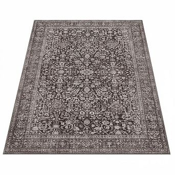 Large Area Rugs, Vintage Grey Floral Boho Washable Rug Carpet