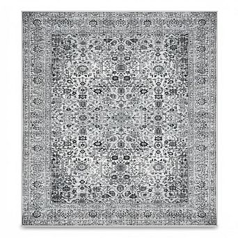 Large Area Rugs, Vintage Grey Floral Boho Washable Rug Carpet