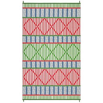 GlowSol Outdoor Rugs Geometric Reversible Waterproof UV Resistant Portable Plastic Straw Rug