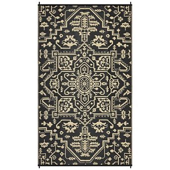 GlowSol Outdoor Rugs Floral Reversible Waterproof UV Resistant Plastic Straw Rug for Patio Porch