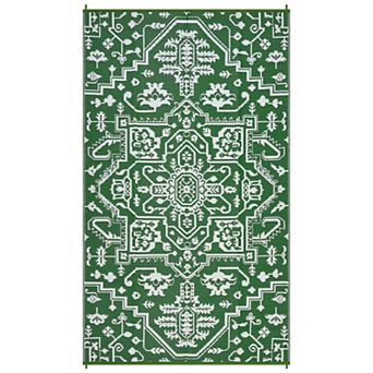 GlowSol Outdoor Rugs Floral Reversible Waterproof UV Resistant Plastic Straw Rug for Patio Porch