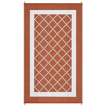 GlowSol Geometric Outdoor Rugs Waterproof UV Resistant Reversible Plastic Straw Rug for Patio