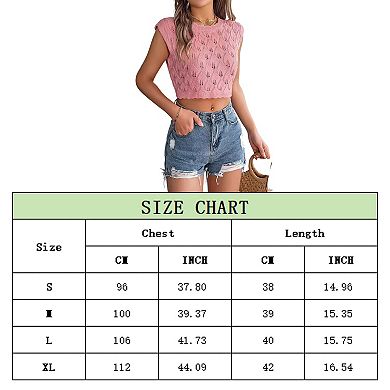 Women's Hollow Leaf Lace Collar Sleeveless Open Umbilical Knitted Sweater Vacation Top