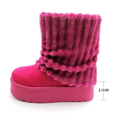 Cozy Plush Ribbed Platform Snow Boots for Ultimate Comfort & Style