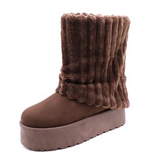 Cozy Plush Ribbed Platform Snow Boots for Ultimate Comfort & Style