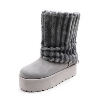 Cozy Plush Ribbed Platform Snow Boots for Ultimate Comfort & Style