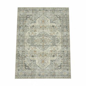 Washable Area Rugs,Non Slip,Oriental Medallion Area Rug Ultra-Thin Low Pile