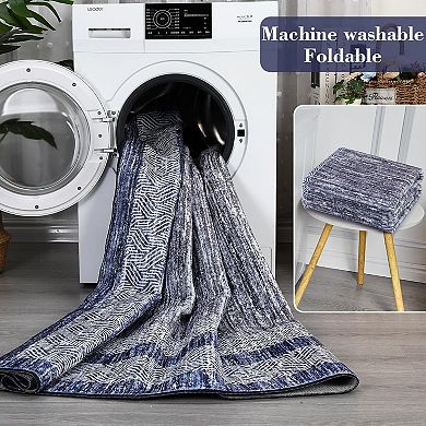 Modern Washable Area Rug,Indoor，Low Pile，Non-Slip，Stain Resistant