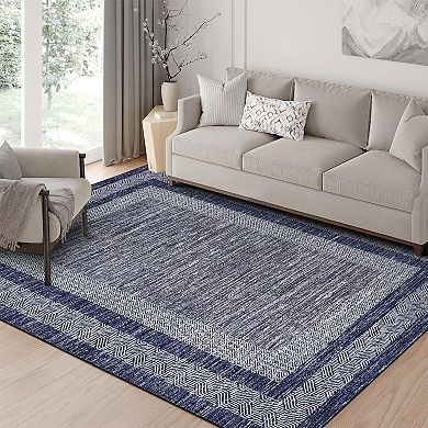 Modern Washable Area Rug,Indoor，Low Pile，Non-Slip，Stain Resistant