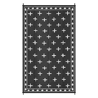 GlowSol Modern Outdoor Rugs Bordered Reversible Waterproof Portable Area Rugs for Patio Picnic