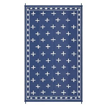 GlowSol Modern Outdoor Rugs Bordered Reversible Waterproof Portable Area Rugs for Patio Picnic