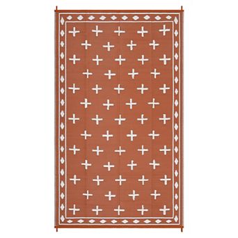 GlowSol Modern Outdoor Rugs Bordered Reversible Waterproof Portable Area Rugs for Patio Picnic