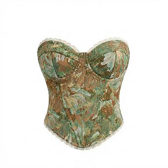 Women's Retro Floral Print Chest Tied Fishbone Vest