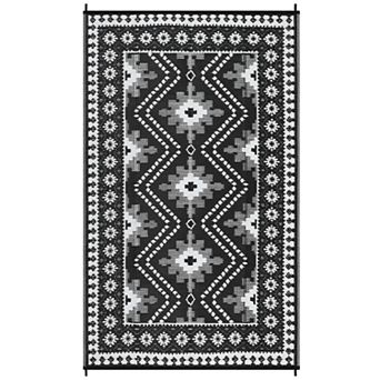 GlowSol Geometric Outdoor Rugs Waterproof UV Resistant Reversible Plastic Straw Rug for Patio