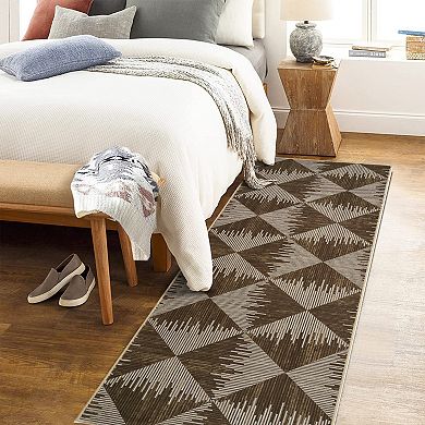 ANIXOL Checkered Jute Look Area Rug Washable Low Pile Non-Slip Carpet