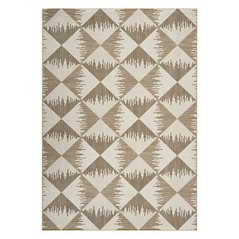 ANIXOL Checkered Jute Look Area Rug Washable Low Pile Non-Slip Carpet