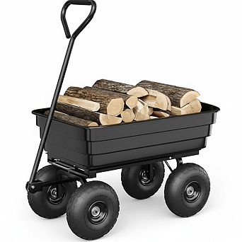 Hush Sun 600/1200 LBS Heavy Duty Garden Dump Cart, Yard Utility Wagon with 180° Adjustable Handle