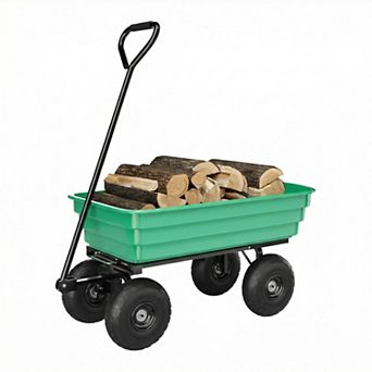 Hush Sun 600/1200 LBS Heavy Duty Garden Dump Cart, Yard Utility Wagon with 180° Adjustable Handle