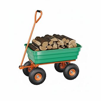 Hush Sun 600/1200 LBS Heavy Duty Garden Dump Cart, Yard Utility Wagon with 180° Adjustable Handle