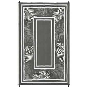 GlowSol Modern Bordered Outdoor Rugs Reversible Waterproof Plastic Straw Rug for Porch Garden