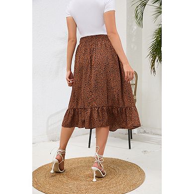 Women's Maternity High Waisted Flowy Floral Midi Skirt