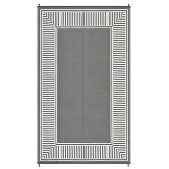 GlowSol Modern Geometric Outdoor Rugs Reversible UV Resistant Portable Bordered Plastic Straw Rug