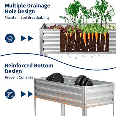 Raised Garden Bed with Greenhouse Cover Built-in Spray Tube, Galvanized Metal Elevated Planter Box