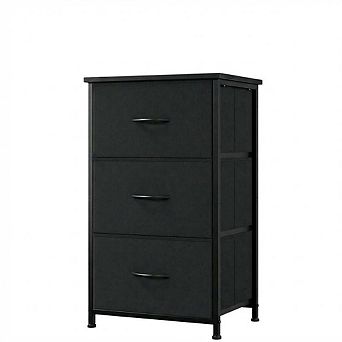 3-Drawer Dresser with Removable Fabric Bins, Wood Grain Print Storage Organizer for Any Room